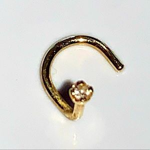 14K Yellow Gold and Diamond Nose Ring